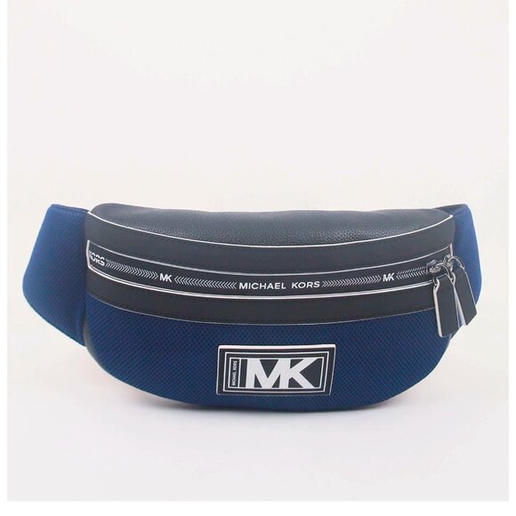 S Michael Kors Cooper Belt Bag Sapphire Blue / Black 37U0LCOY0L NWT $278 Retail - Picture 1 of 9